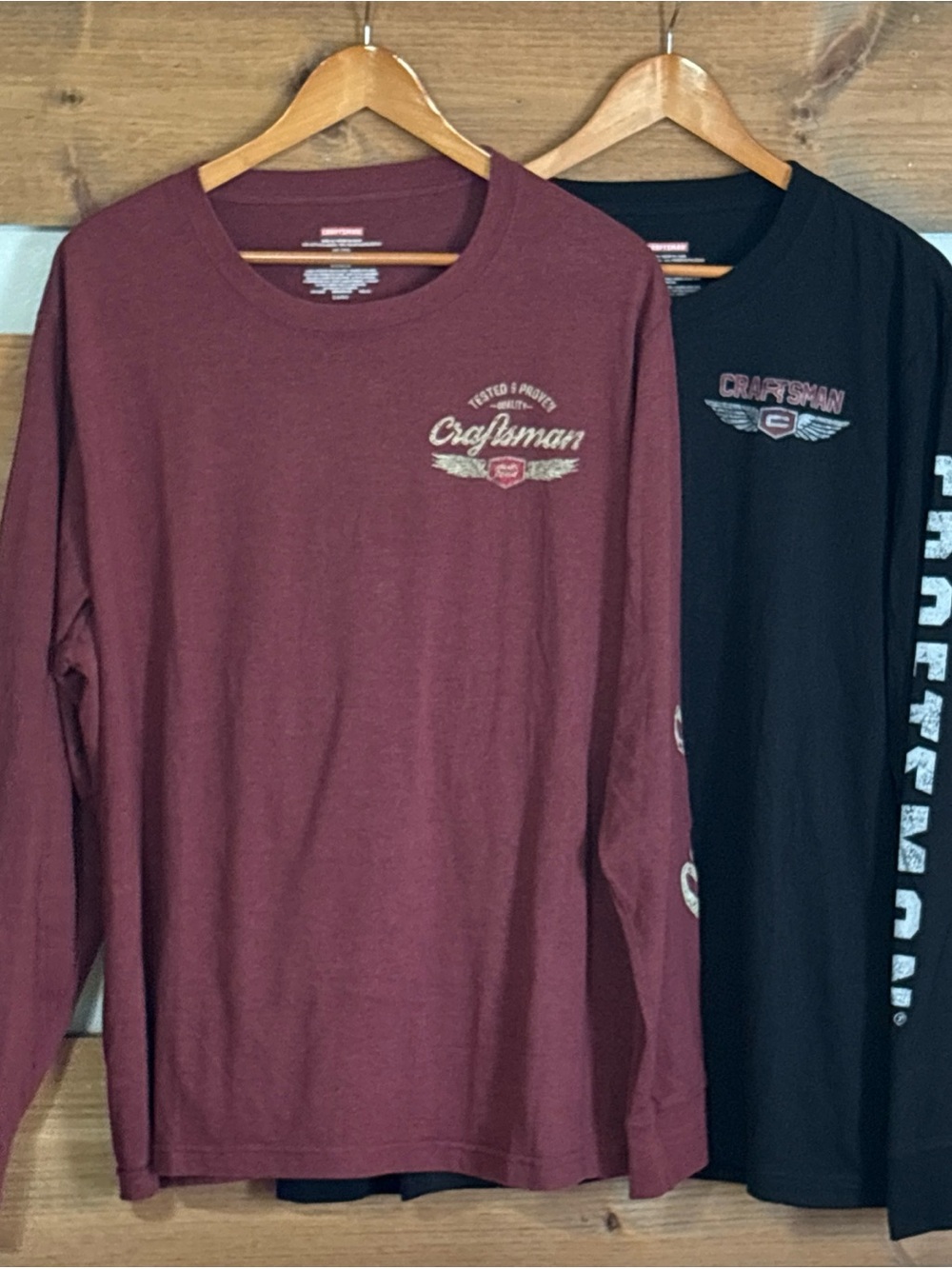 Lot of 2 Craftsman Long Sleeve Graphic Tee Sleeve Print Back Image Mens Size 2XL